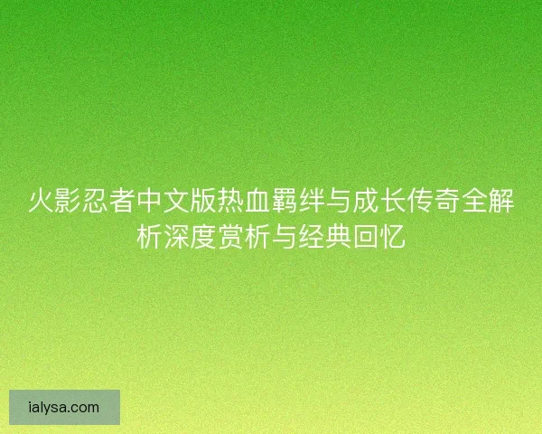 火影忍者中文版热血羁绊与成长传奇全解析深度赏析与经典回忆